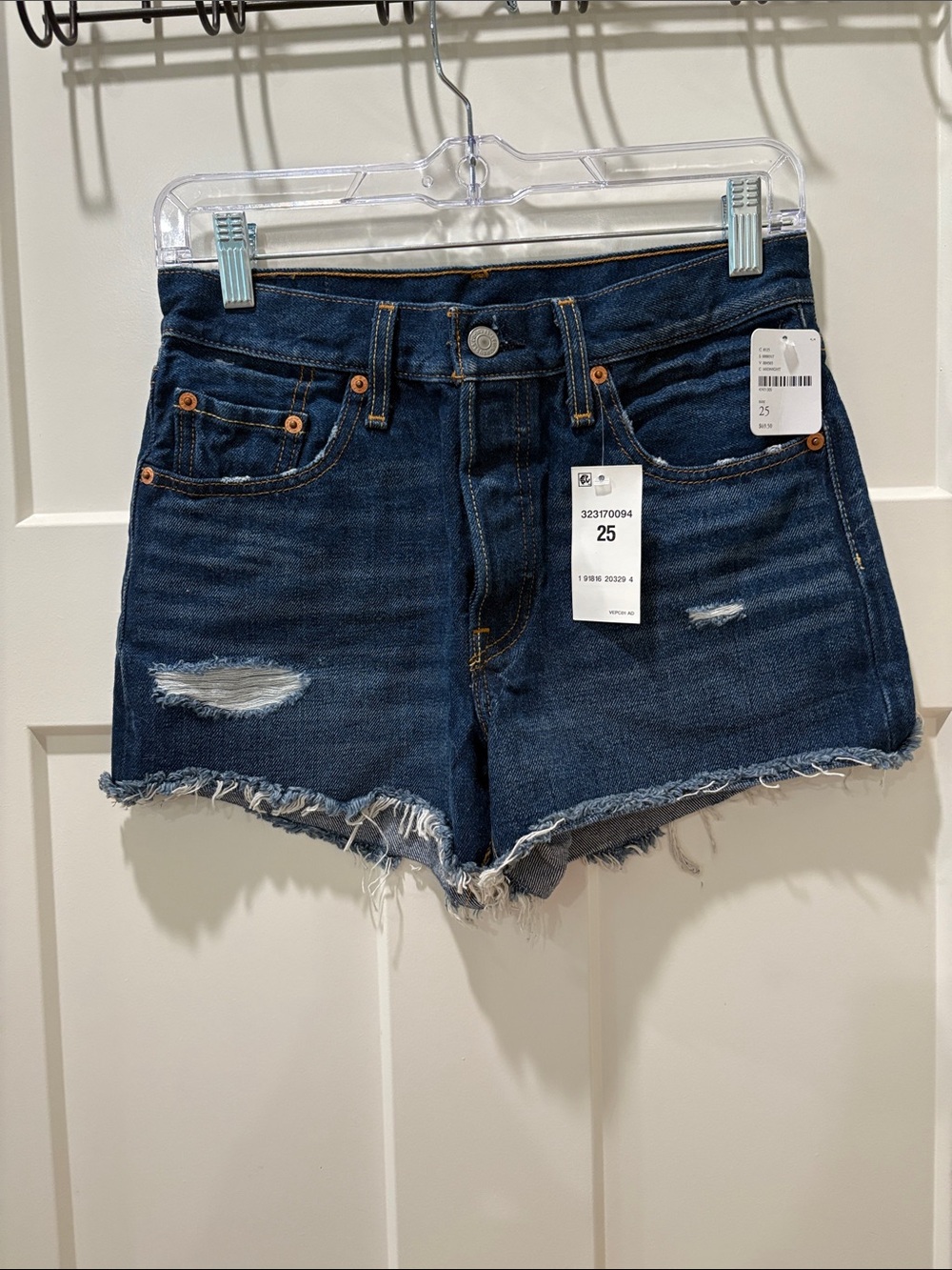 Levi's Dark Blue Distressed Cutoff Jean Shorts